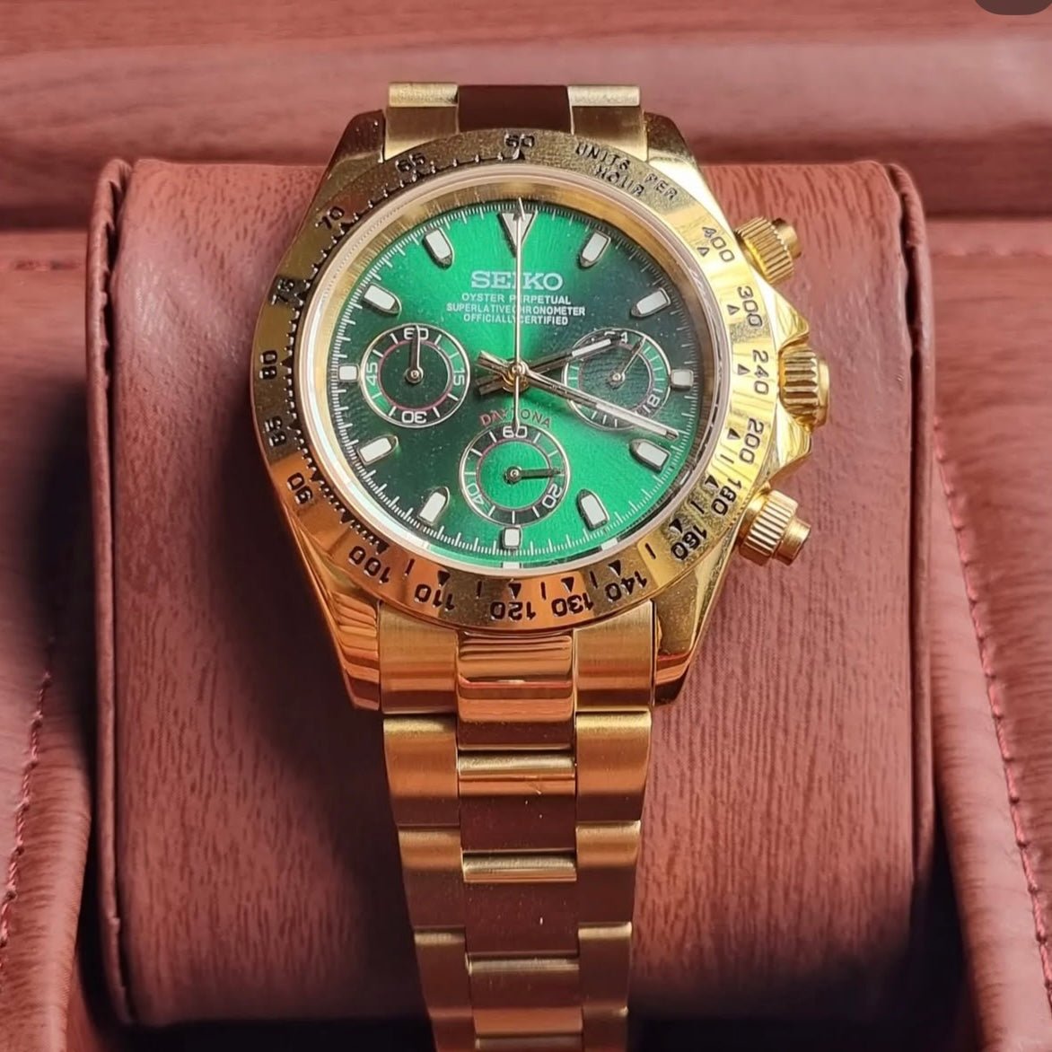 Daytona Mod Gold Green Dial Oyster by ModTime - additional product detail