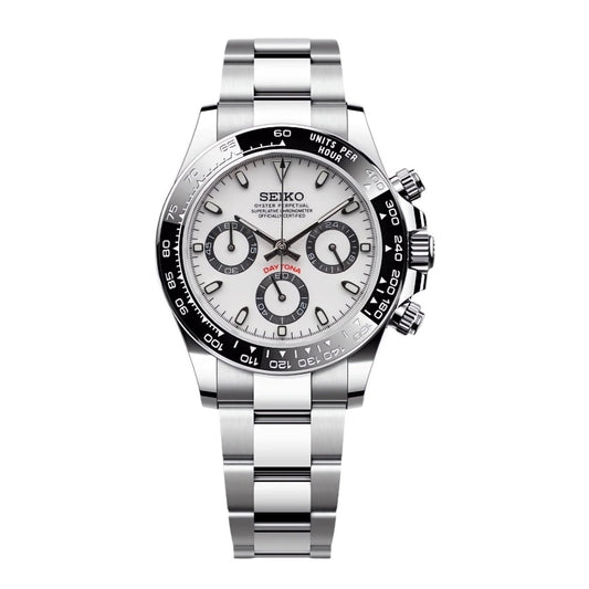 DAYTONA CHRONOGRAPH WATCH MOD SILVER PANDA DIAL by ModTime - product view