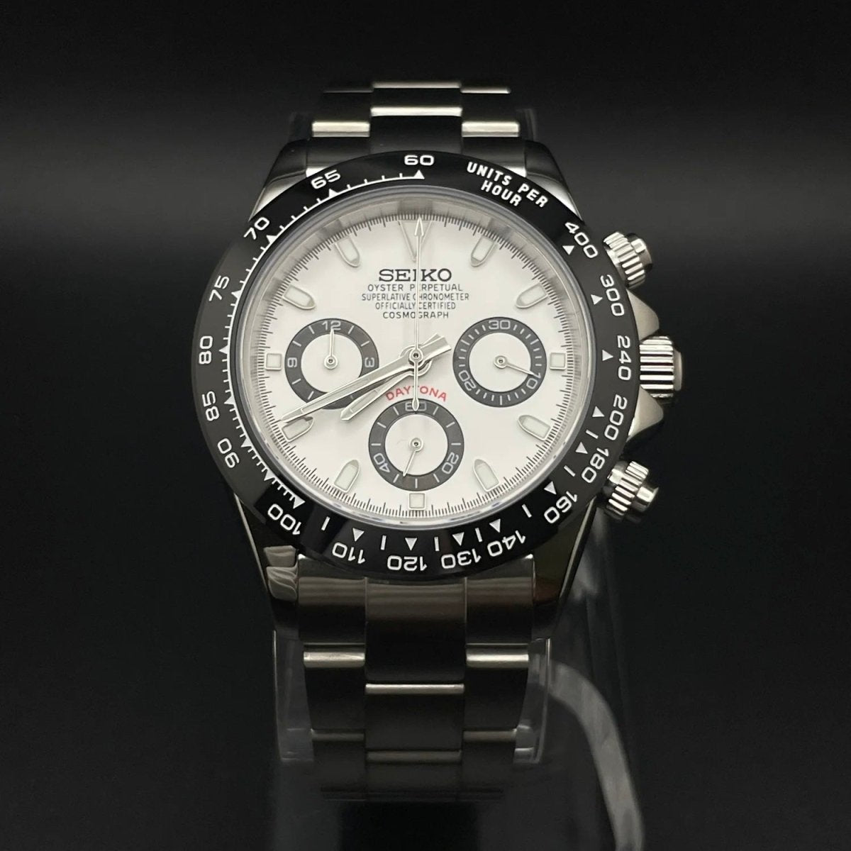 DAYTONA CHRONOGRAPH WATCH MOD SILVER PANDA DIAL by ModTime - product view