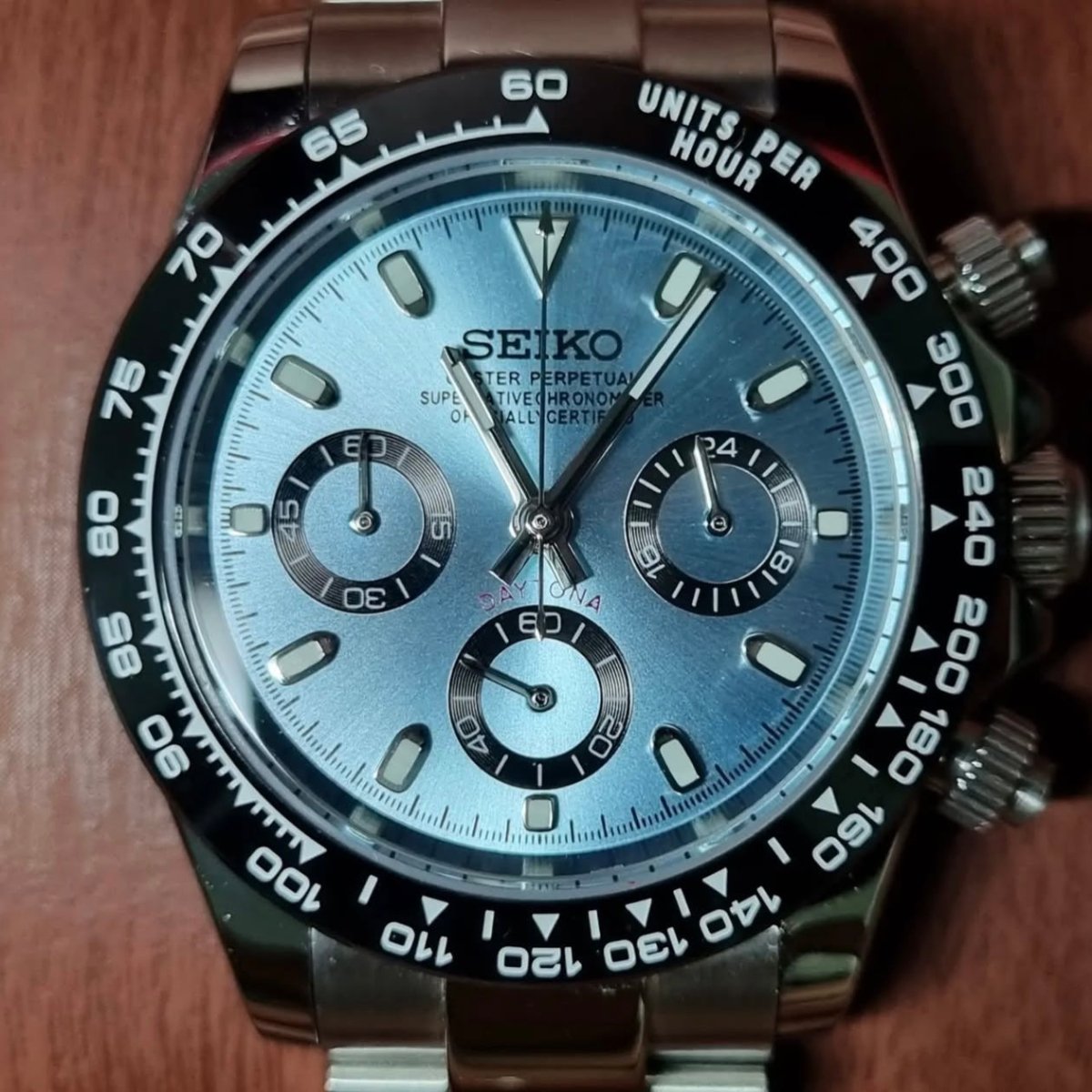 Daytona Mod Silver Sky Blue Dial Oyster by ModTime - additional product detail