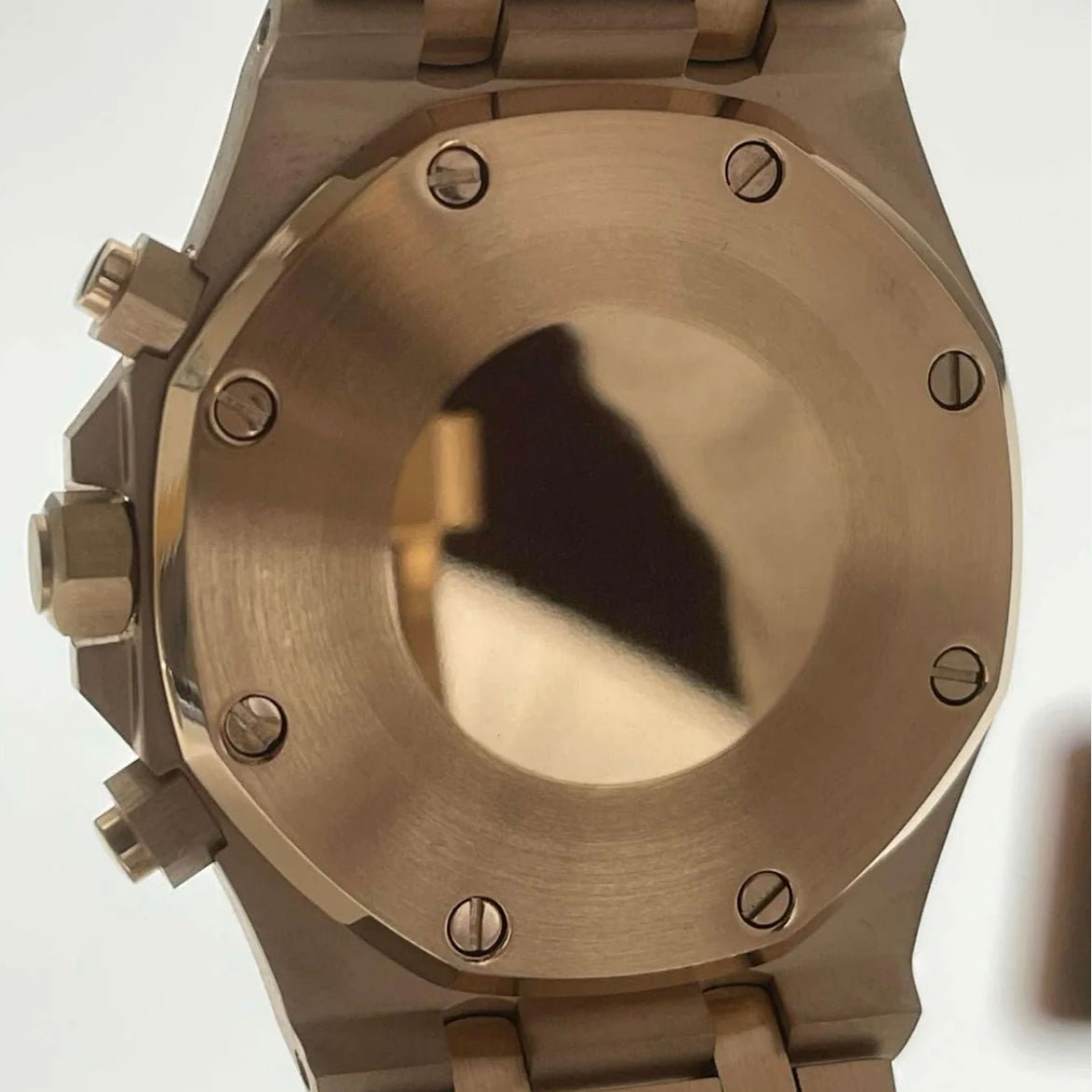 Royal Oak Chronograph Mod Rose Gold Green Dial rose gold and green Seiko mod style watch with VK63 movement by ModTime - wrist or lifestyle view
