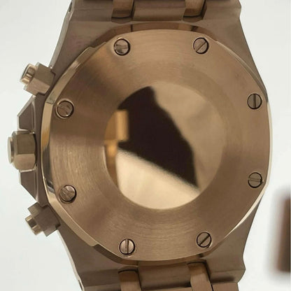 Royal Oak Chronograph Mod Rose Gold Green Dial rose gold and green Seiko mod style watch with VK63 movement by ModTime - wrist or lifestyle view
