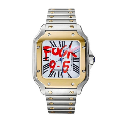 Seiko Mod Santos Two-Tone Silver White Dial, NH38 Automatic Movement, Sapphire Crystal, 904L Stainless Steel - ModTime