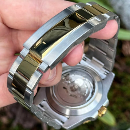 Submariner Mod Two Tone Night Dial Oyster dive-style Seiko mod style watch with NH35 automatic movement by ModTime - side profile