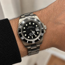 SUBMARINER WATCH MOD SILVER BLACK DIAL — on wrist