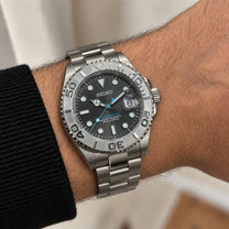 YACHTMASTER WATCH MOD GREY DIAL — on wrist